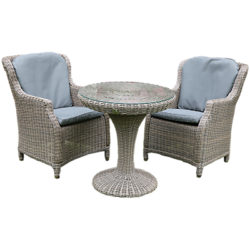 4 Seasons Outdoor Valentine High Back Bistro Set Pure